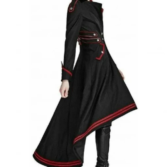 Handmade Women Black Parade Ladies Jacket Steampunk Military Punk Rock Gothic Jacket